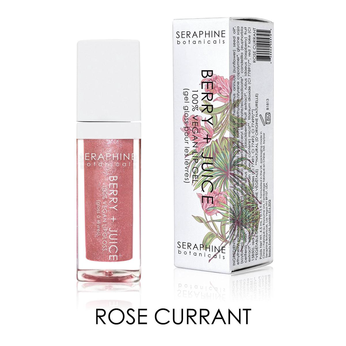 Seraphine Botanicals Berry and Juice 100 Vegan Lip Gel in Rose Current