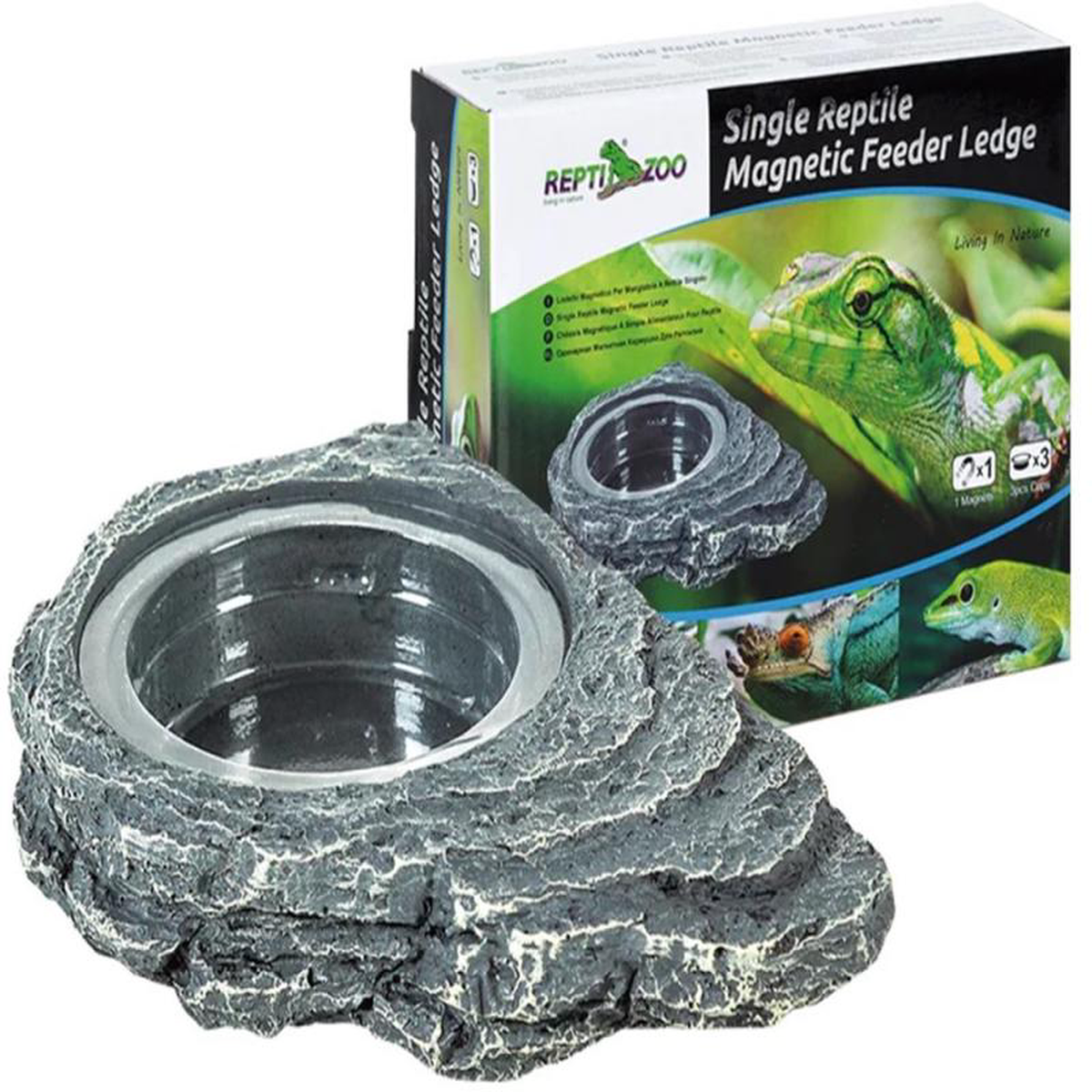 ReptiZoo Arboreal Single Double Feeder Rock Ledge Magnetic