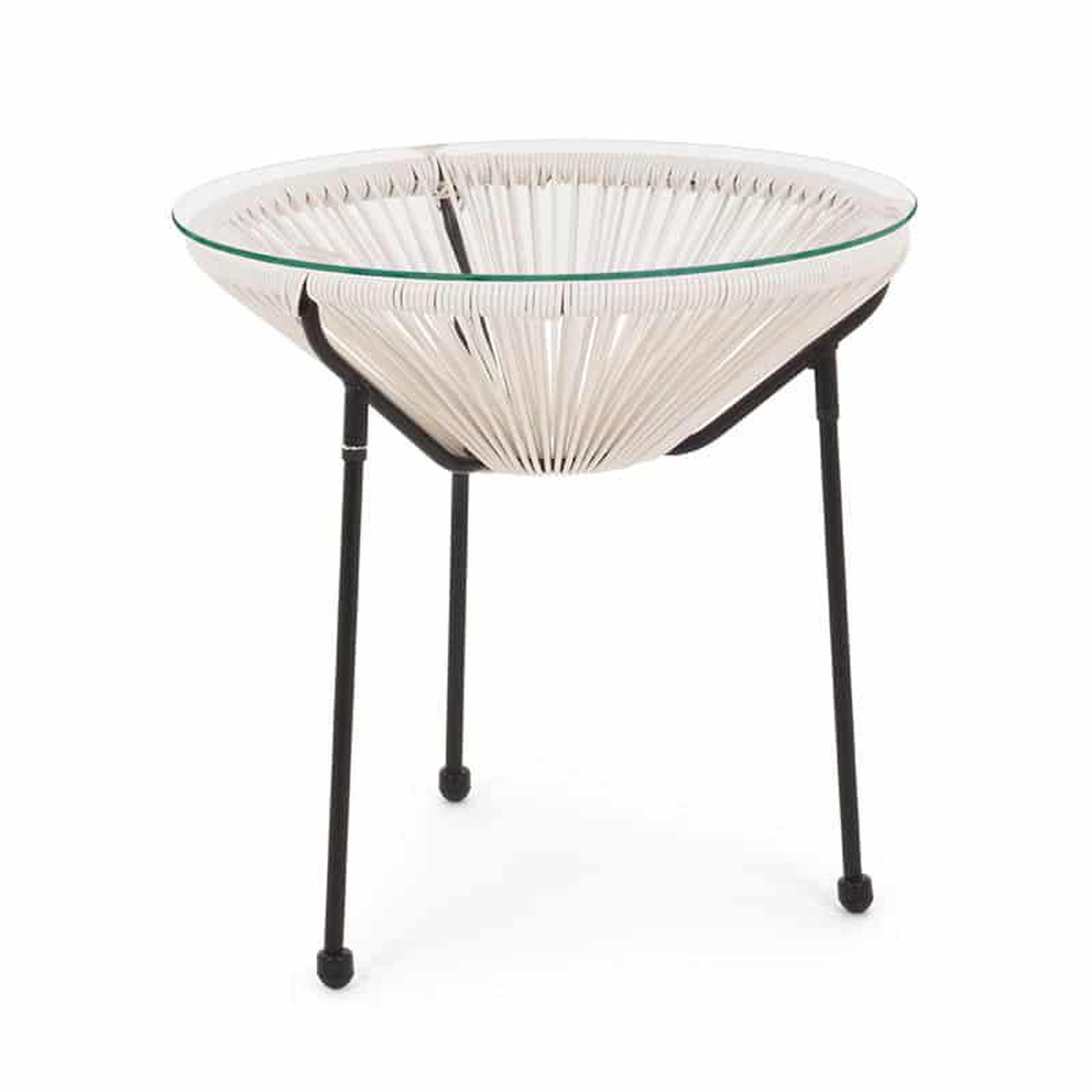 Parker White Coffee Table With Glass D50cm