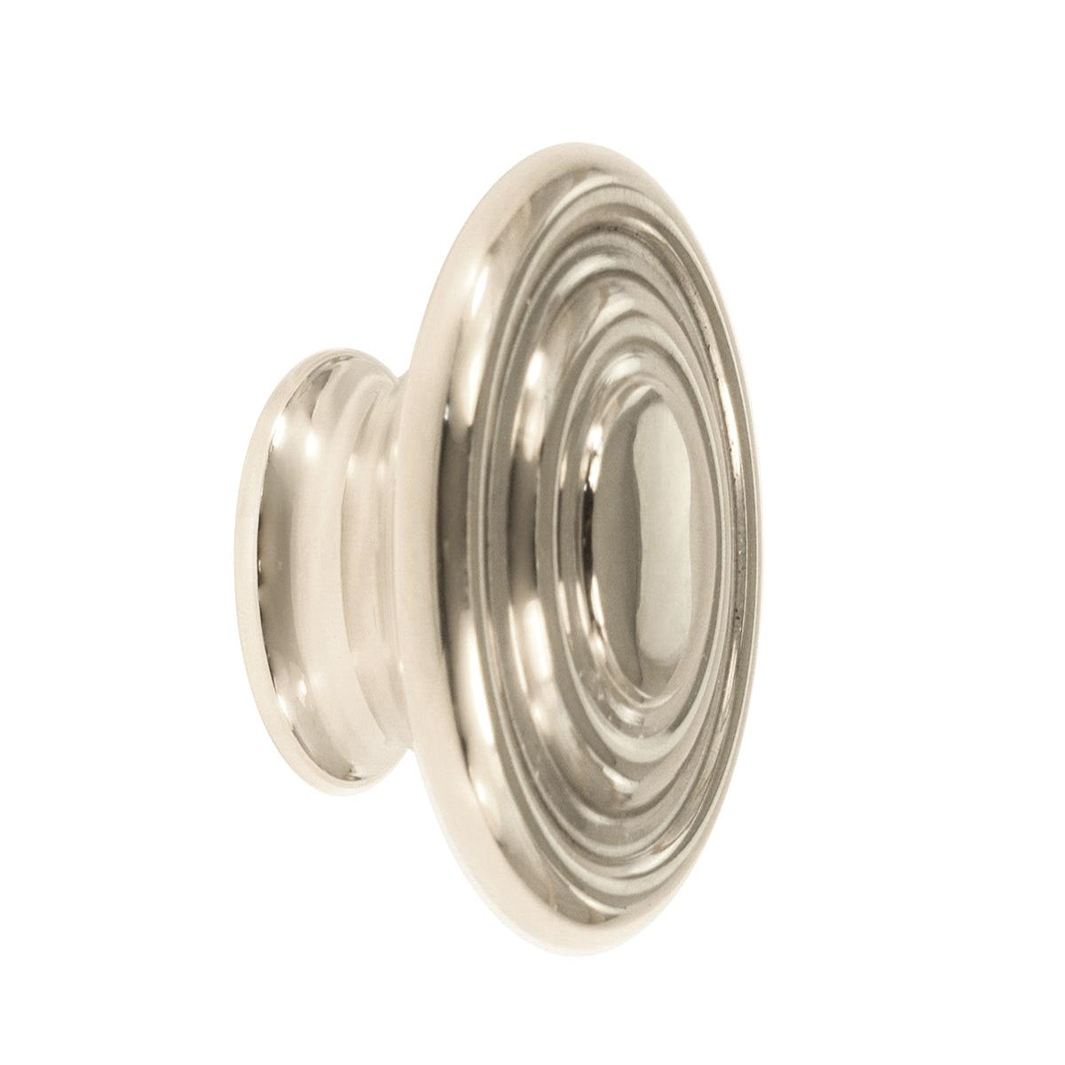Solid Brass 8221Art Deco8221 Style Round Cabinet Knob 8211 Polished Nickel