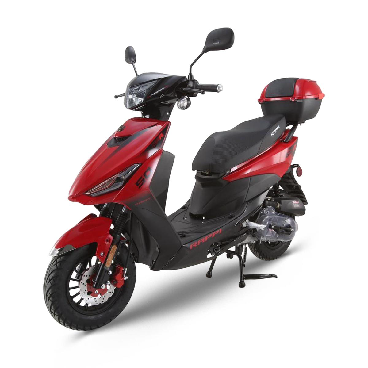 RAPPI RSS-50 Red Street Legal Scooter 50-49cc Equipped With Rear Storage Trunk Four Stroke Cylinder CVT