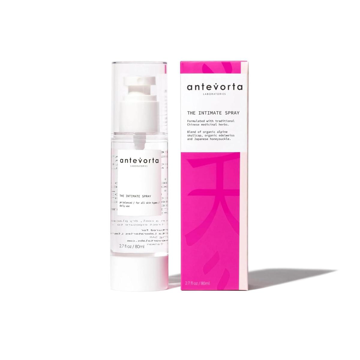 Antevorta The Intimate Spray Moisturizing 038 Hydrating for Dryness Odor Itching Neutralizes Odor Irritability With Organic Alpine Skullcap Edelweiss 27oz