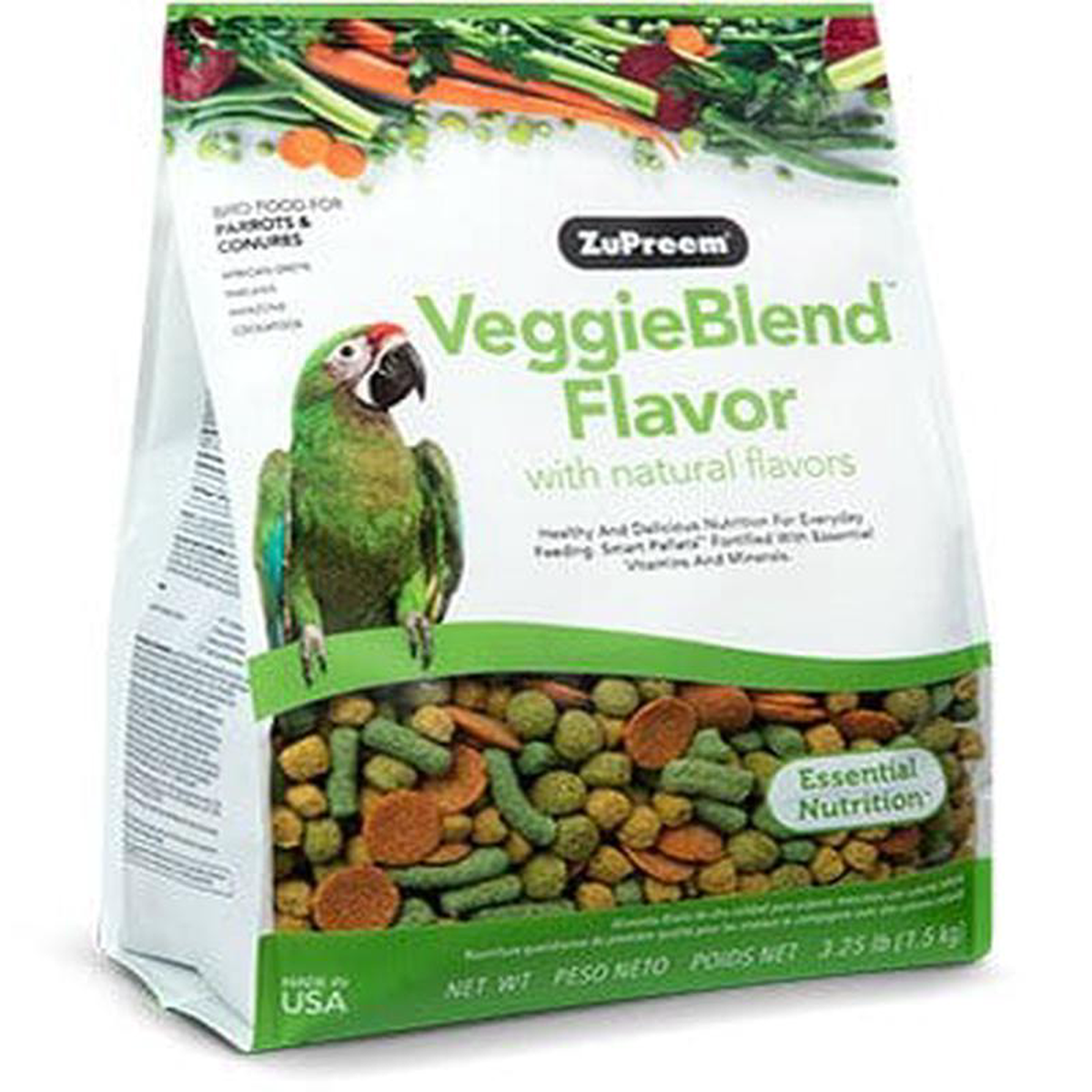 ZuPreem Veggieblend Flavor Parrot 038 Conure Food 325 lb