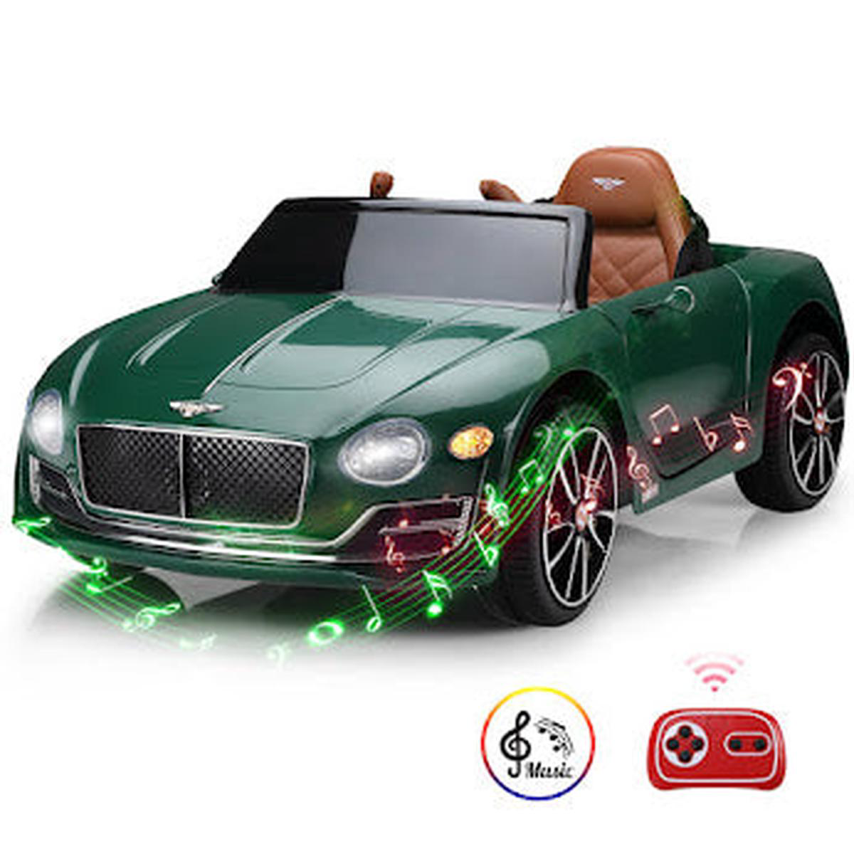 Bentley EXP12 Battery Powered Ride On Car for Kids Remote Control Toy Vehicle with Music Player LED Light 8211 green