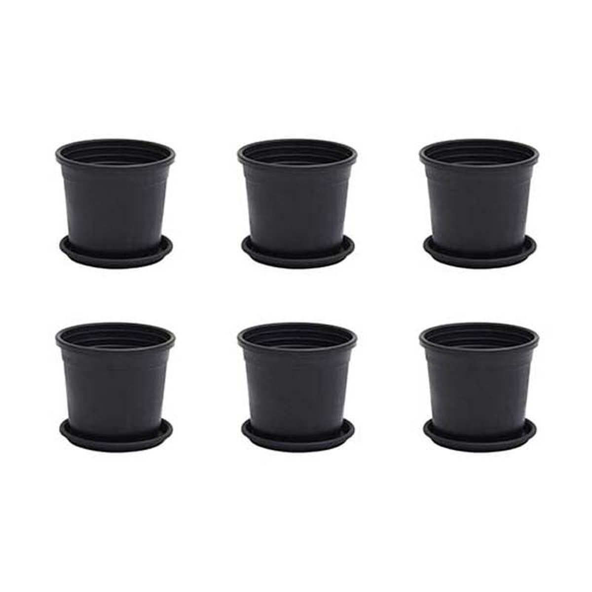 4 inch (10 cm) Grower Round Plastic Pot Set of 6 Violet Without Plate
