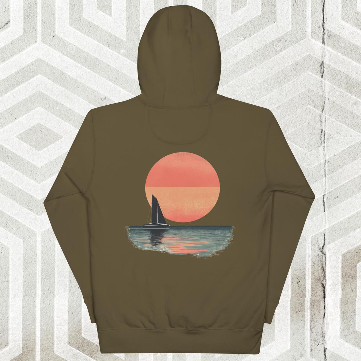 Far Out 1970s Sunset Hoodie 8211 Military Green XL