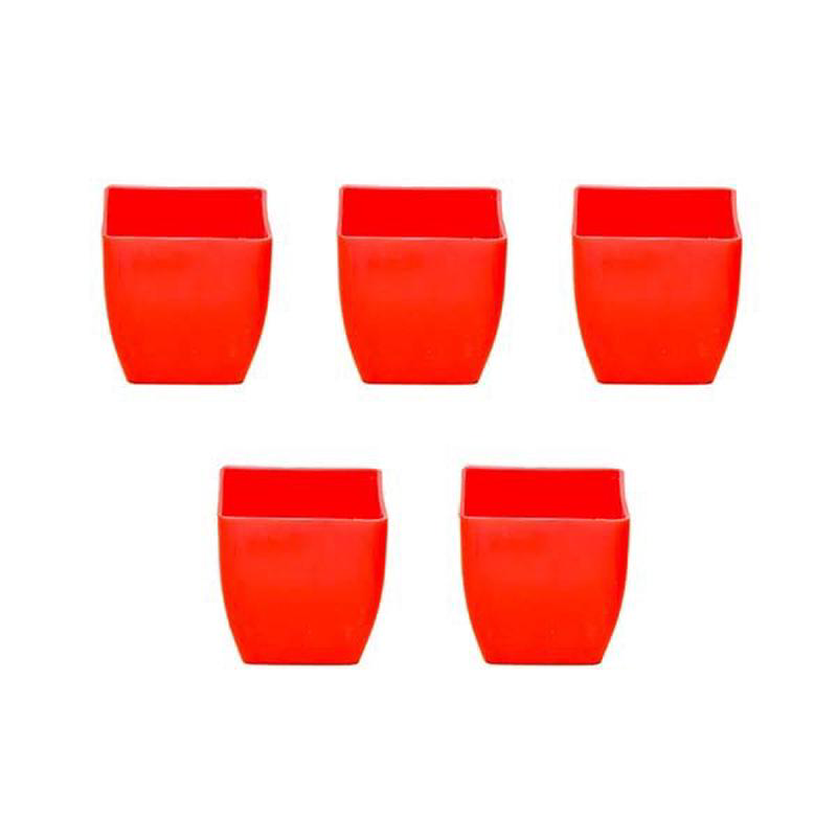 33 inch (8 cm) Square Plastic Planter with Rounded Edges Set of 5 White