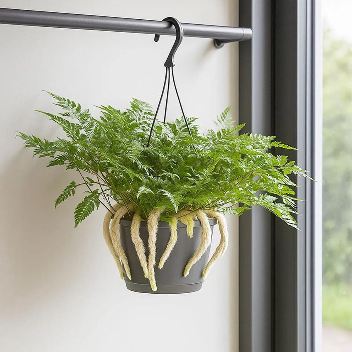 25 8211 35cm Hare8217s Foot Fern in Hanging Pot Humata Tyermanii 17cm Pot House Plant