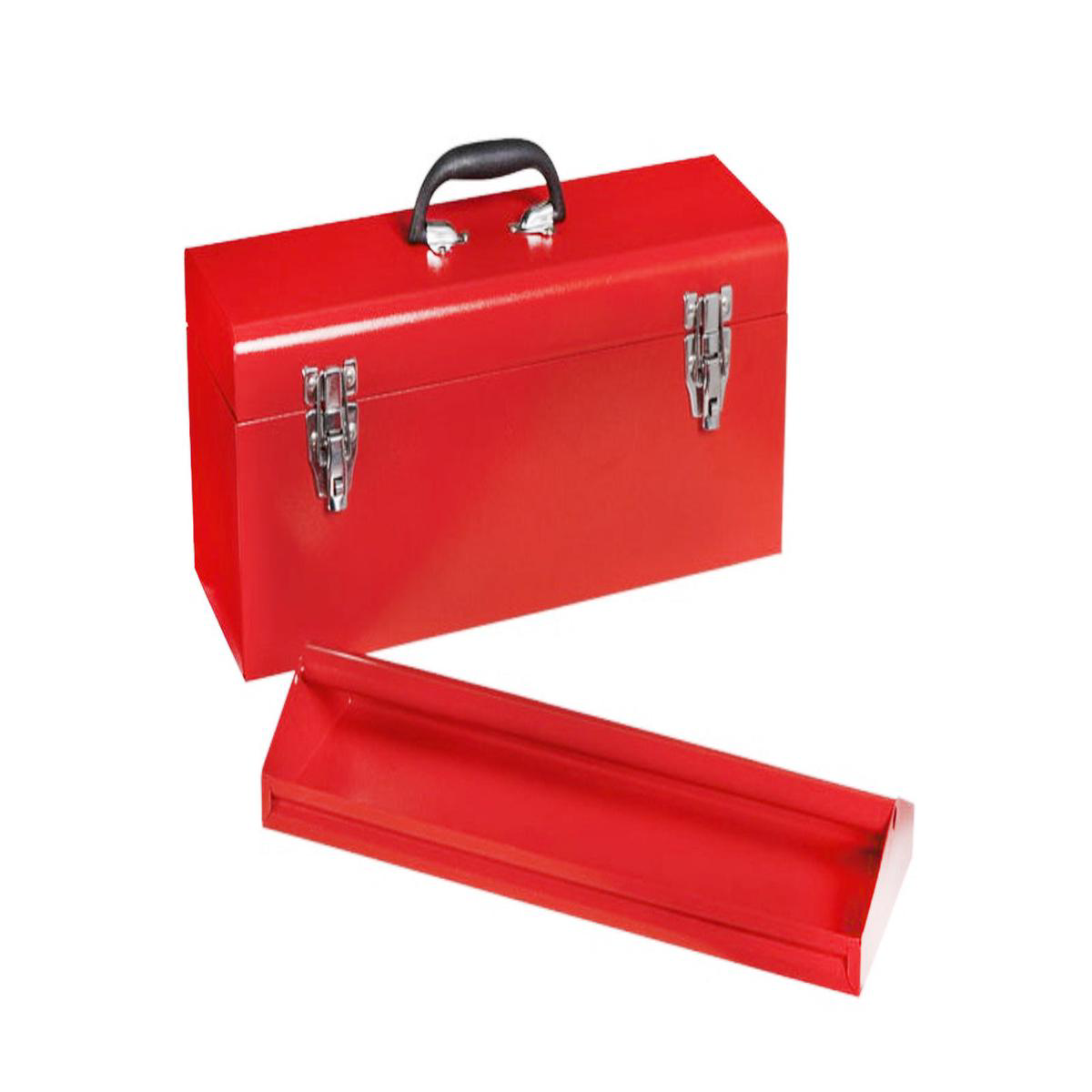 208221 Red Steel Tool Box with Tray