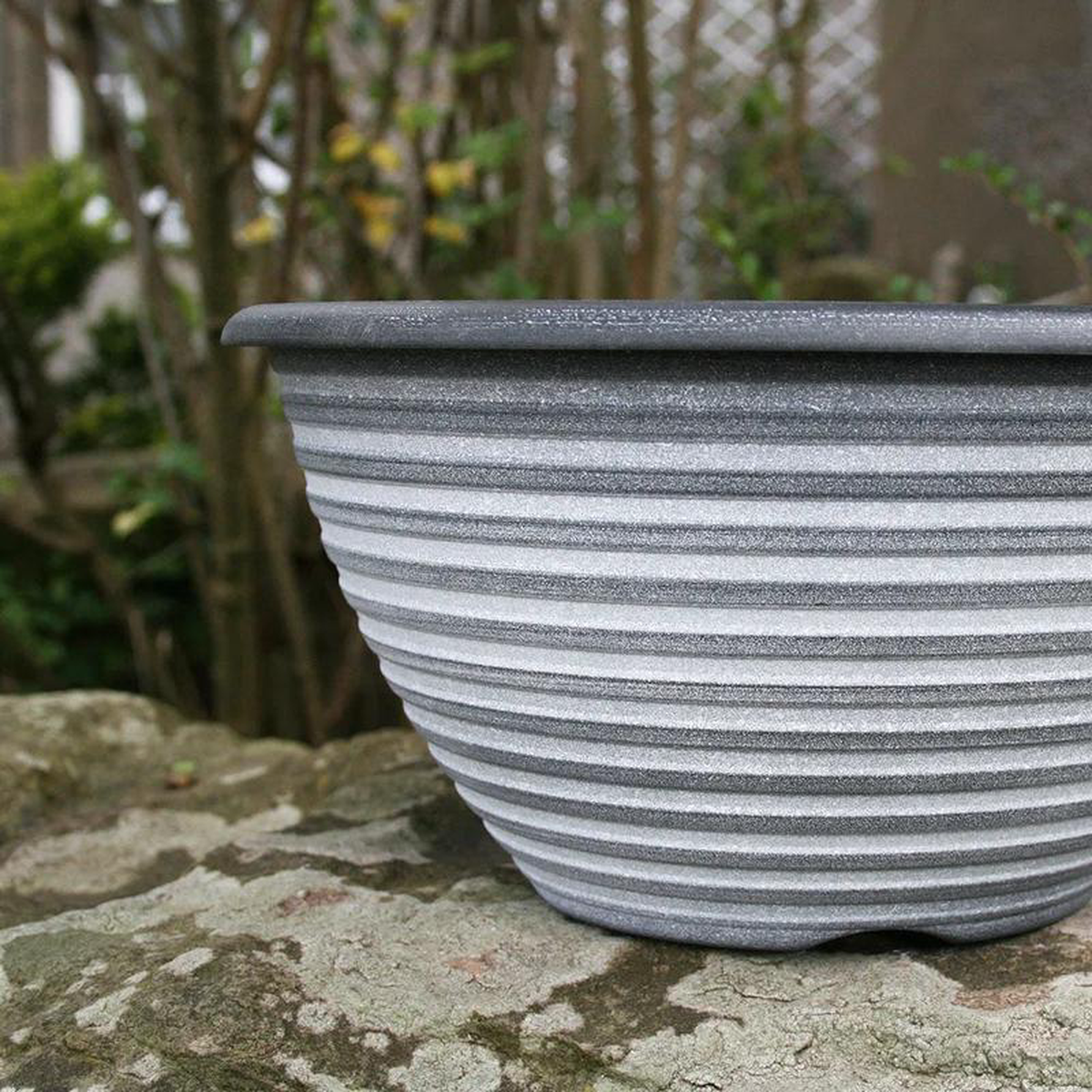 30cm Olympia Bowl BlackWhite Plant Pot