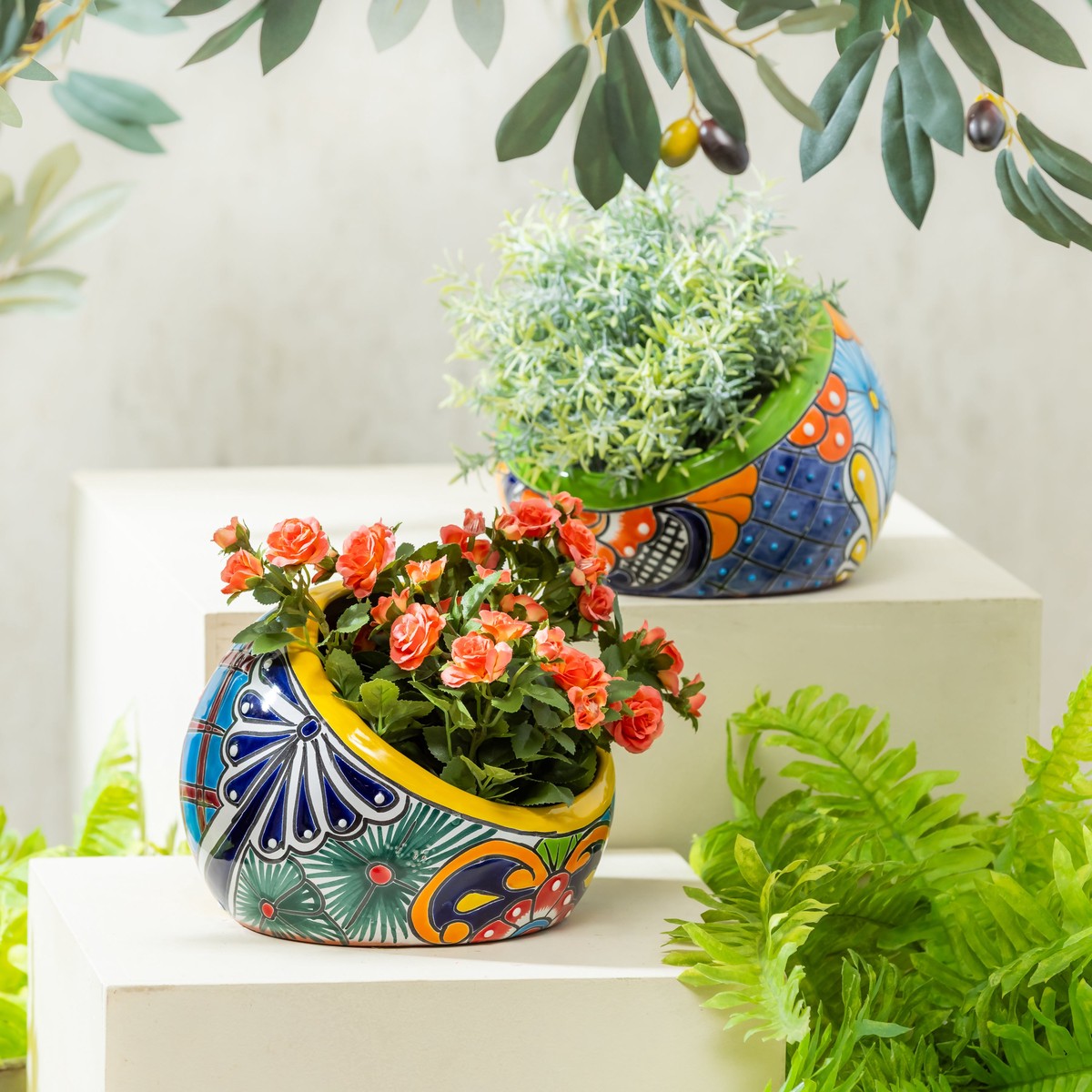 Set of 2 Tilted Baul Planters