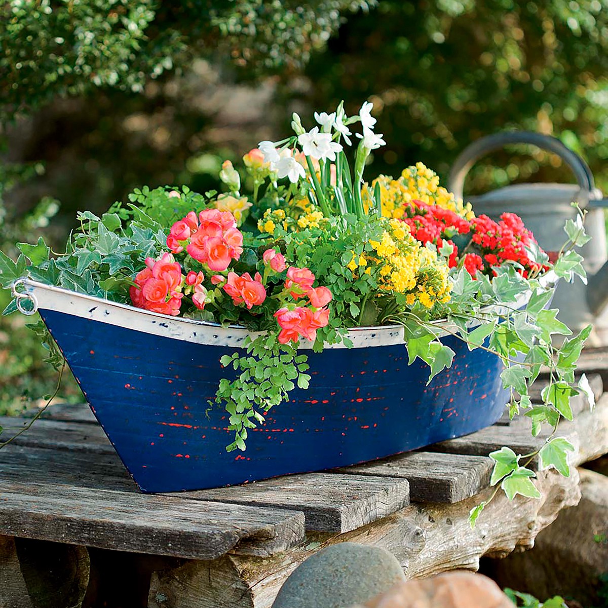 Handcrafted Recycled Metal Boat Planter