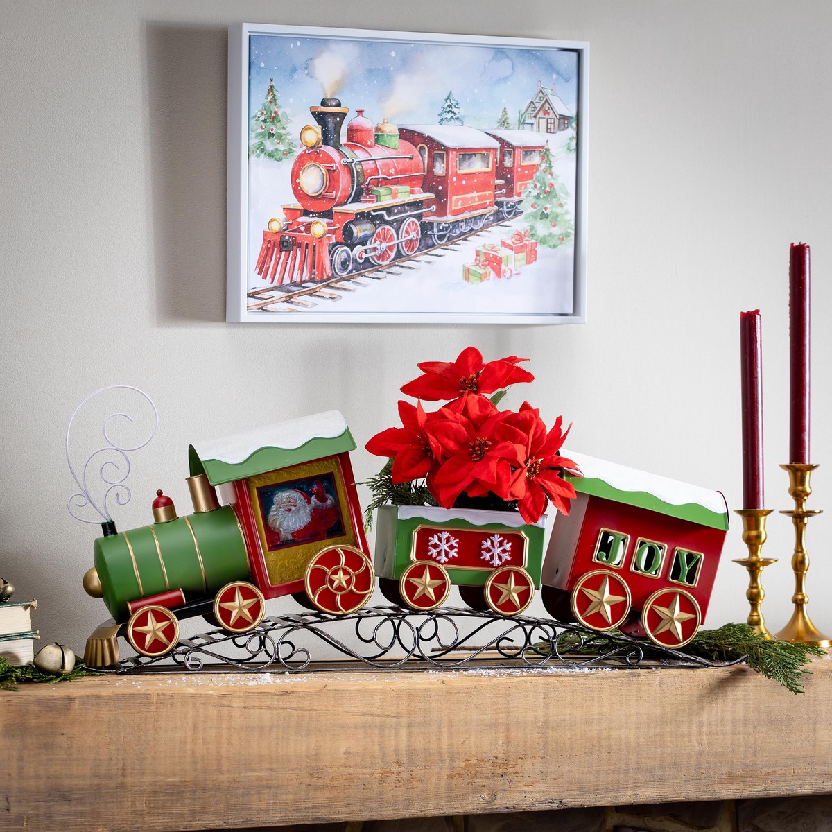 North Pole Express Planter Metal Planter Christmas Train 25 L x 14 H