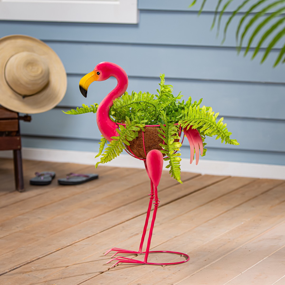 Palm Beach Planter Metal Flamingo with Coco Insert 257H