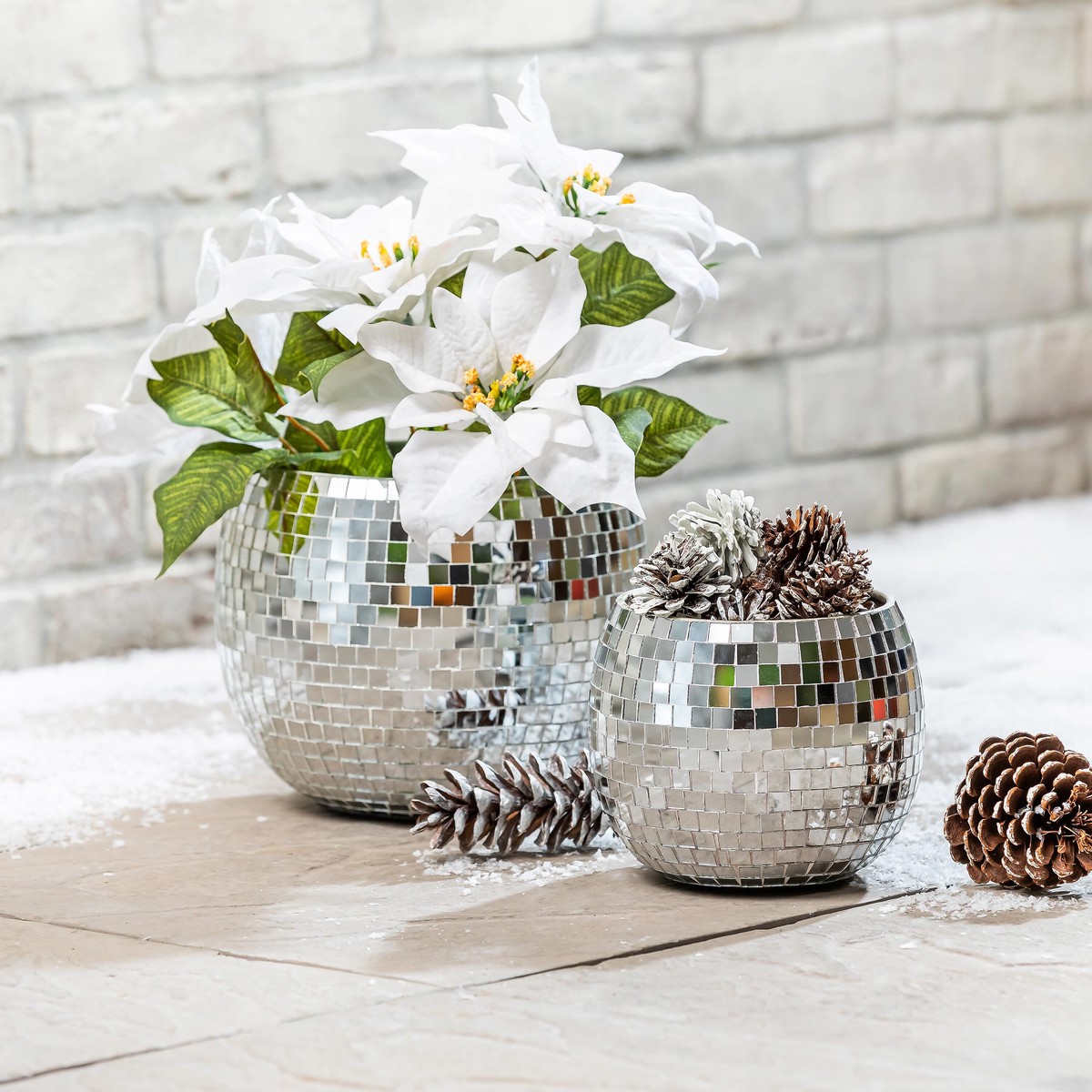 Season to Sparkle Planters Mirror Glass Planters Nested Set of 2
